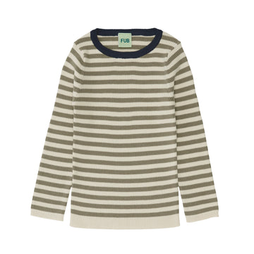 Striped Rib Blouse - ecru/sage - FUB